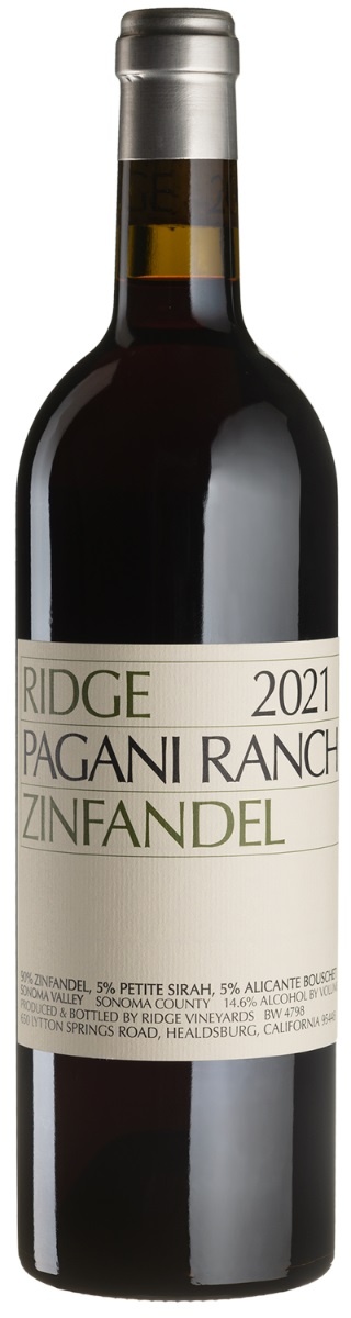 Ridge Vineyards Pagani Ranch Zinfandel 2021 Set 6 Bottles