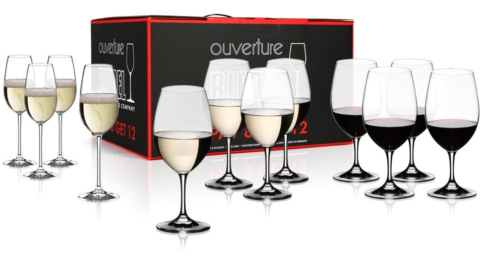 Riedel Ouverture Red, White, and Champagne Wine Glass Set of 12