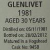 Glenlivet 30 YO, 1981, Signatory