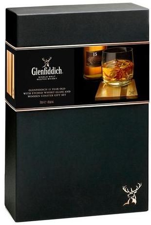 Glenfiddich 15 YO Gift set with glass and glass mat - 2