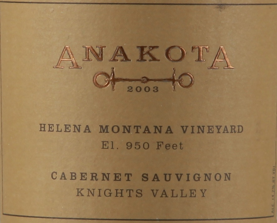 Anakota Cabernet Sauvignon Helena Montana 2003 - 2