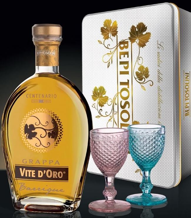 Bepi Tosolini Grappa Vite d'Oro Barrique 2 Glasses