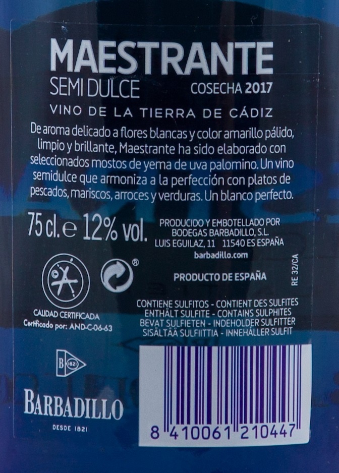 Barbadillo Maestrante Semi Dulce Set 6 Bottles - 3