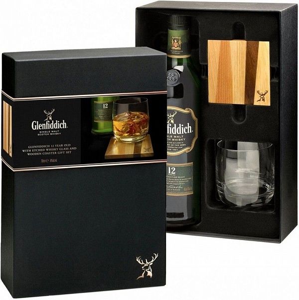 Glenfiddich 12 YO Gift set with glass and glass mat