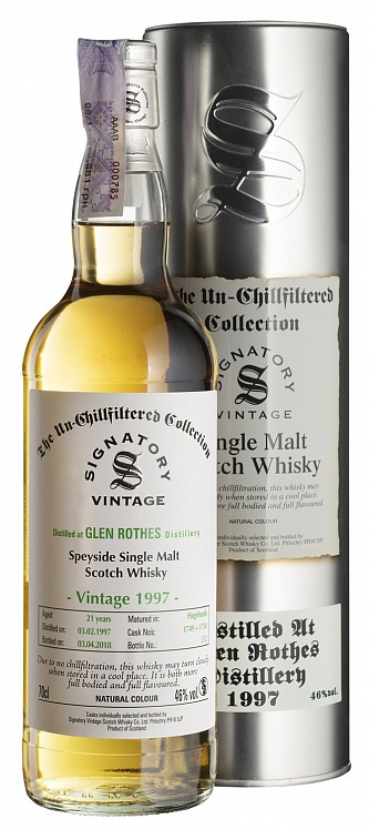 Glenrothes 21 YO 1997/2018 Un-Chillfiltered Signatory