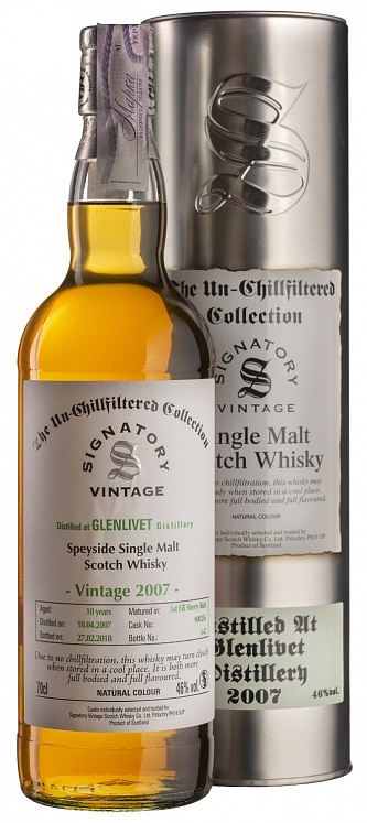 Виски Glenlivet 10 YO 2007/2018 Un-Chillfiltered Signatory (Гленливет ...