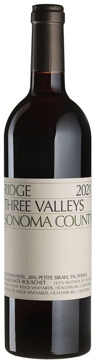 Ridge Vineyards Three Valleys 2021 Set 6 Bottles