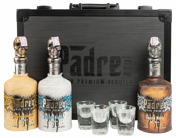 Padre Azul Black Case Blanco + Reposado + Anejo + 4 Shots