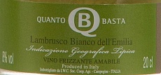 Шампанское и игристое Quanto Basta Lambrusco Bianco dell'Emilia IGT Amabile 200ml